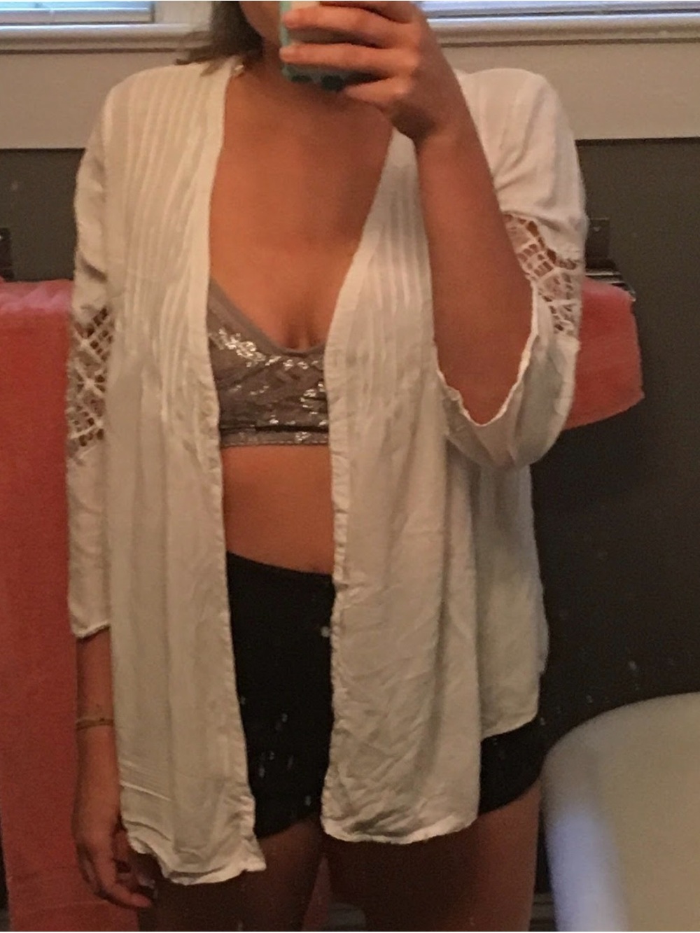 boho Crocheted cut outs Love Stitch White Top